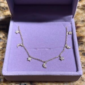 Melinda Maria Moon & Stars Celestial Necklace Gold/White Diamondettes
